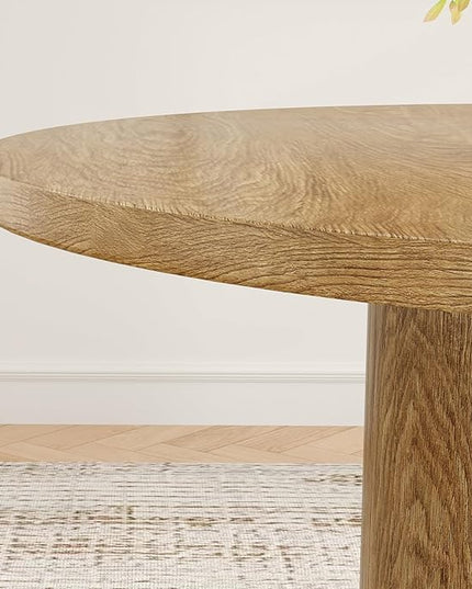Farini 43" Round Dining Table for 4-6 with Storage Space,Modern Kitchen Room Table with Wood Top & Sturdy Metal Base,Walnut