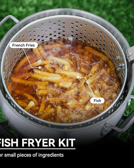 CreoleFeast TFS3010 Propane 30 Qt. Turkey and 10 Qt. Fish Fryer Boiler Steamer Set, 50,000 BTU Burner, Ideal for Outdoor Cooking