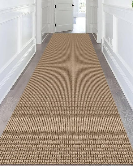 KOZYFLY Extra Long Runners for Hallways 3x14 ft Washable Kitchen Runner Non Slip Rubber Backed Hallway Rug Cotton Entryway Runner Rug Floor Carpet for Indoor Hall, Kitchen, Stair, Tan/Orange/Brown