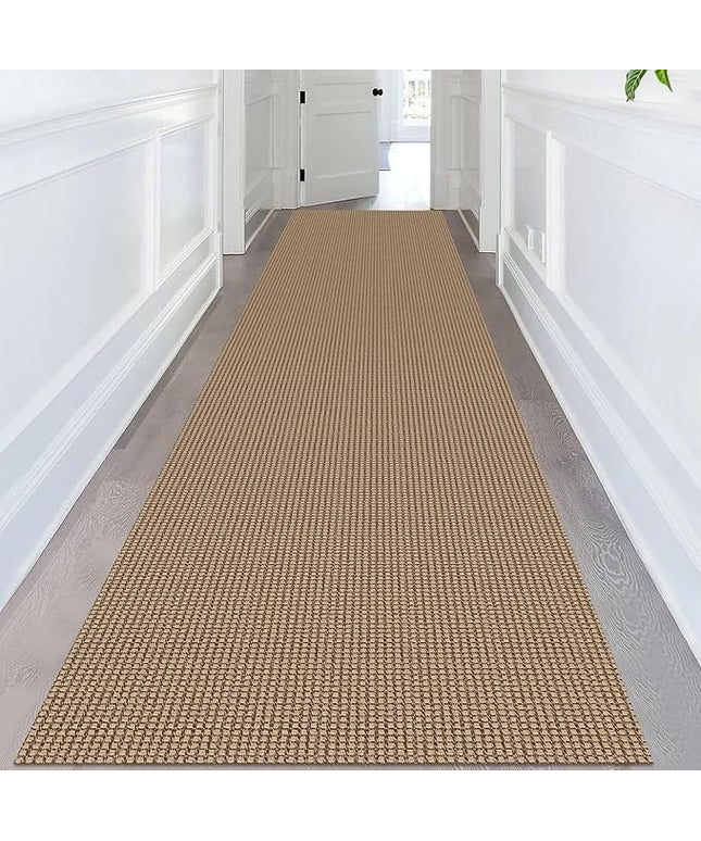 KOZYFLY Extra Long Runners for Hallways 3x14 ft Washable Kitchen Runner Non Slip Rubber Backed Hallway Rug Cotton Entryway Runner Rug Floor Carpet for Indoor Hall, Kitchen, Stair, Tan/Orange/Brown