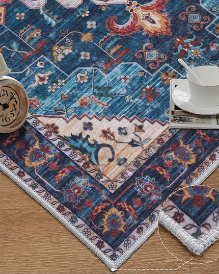 Ciicool Area Rug 5x7ft Washable Rugs for Living Room Non-Slip Indoor Rugs Large Low-Pile Mat Floor Carpet Vintage Rug for Bedroom Dinning Foyer Decor