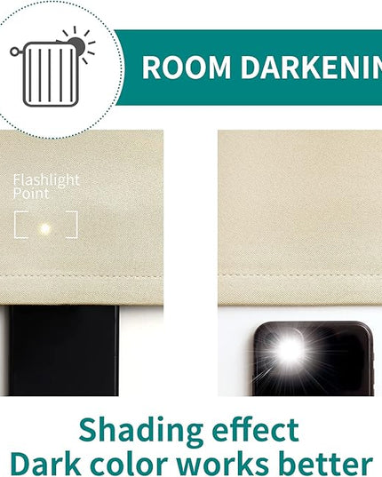 BGment Room Darkening Curtains for Bedroom - Grommet Thermal Insulated Window Treatments Light Blocking Curtains for Living Room, Set of 2 Panels, Each 55 x 69 Inch, Beige