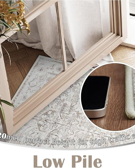 jinchan Lima 6x9 Area Rug for Living Room Washable Soft Throw Rug Ultra-Thin Stain Resistant Non-Slip Distressed Vintage Floral Large Carpet for Bedroom, Dining Room Home Office Nursery (6x9ft, Taupe)