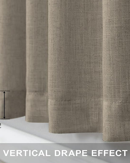 Pitalk Taupe Curtains 84 Inches Long for Living Room 2 Panel Sets Burlap Curtain Back Tab Neutral Modern Farmhouse Window Privacy Semi Sheer Linen Drape Pinch Pleated Look Curtain Dark Brown 84 Length