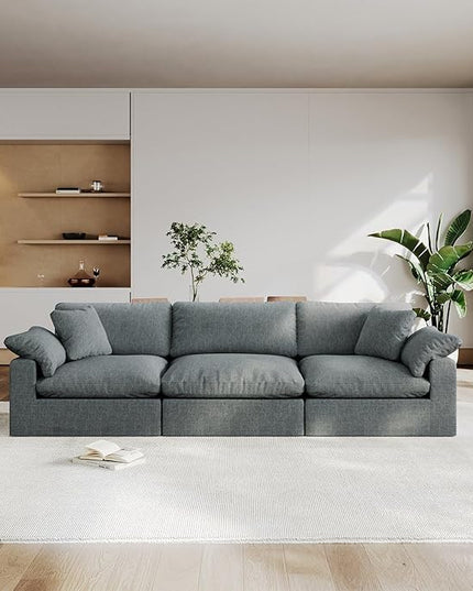 Modular Sectional Sofa Cloud Couch,Down Filled Comfy Cloud Modern Sofa,3 Seater Oversized Couch Cushion Covers Removable for Living Room,Light Blue