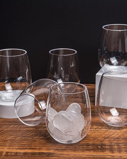 KOXIN-KARLU Classic 18-ounce Acrylic Stemless Wine Glasses, Unbreakable Mixed Drinkware Plastic Tumbler, set of 6 Clear