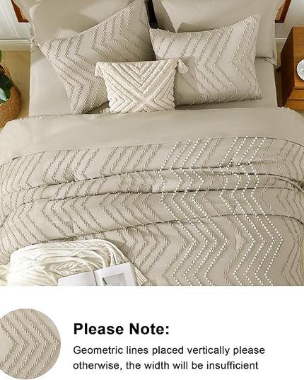 Litanika Light Hazel King Size Comforter Set with Sheets - 7 Pieces Bed in a Bag King Boho Tufted Complete Bedding Sets with Comforter, Sheets, Pillowcases & Shams