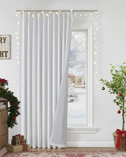 Vision Home White Pinch Pleated Full Blackout Curtains 60 inch Wide Thermal Insulated Window Panels 108 inch for Bedroom Living Room Darkening Pinch Pleat Drapes with Hooks Back Tab 9 FT 60"Wx108"Lx1