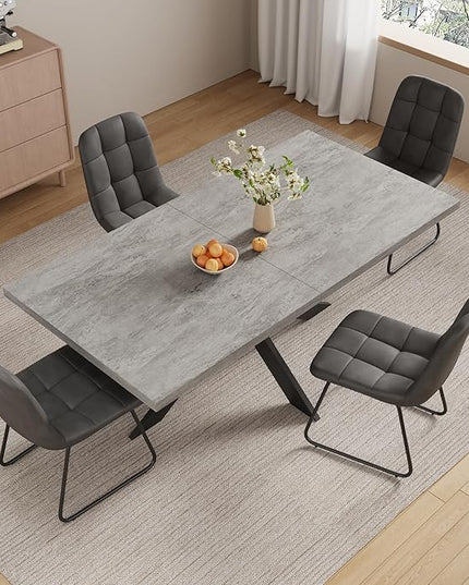 ZckyCine 7-Piece Expandable Dining Table Set, 51"-67" Modern Rectangular Table with 6 Faux Leather Chairs – Space-Saving Kitchen Set for 6, Ideal for Family Meals & Entertaining