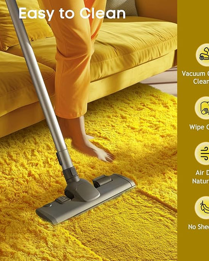 Ophanie Yellow Rugs for Living Room Bedroom, 5x8 Fluffy Fuzzy Furry Carpet, Plush Soft Shaggy Bedside Indoor Floor Area Rug for Kids Girls Boys Baby Teen Dorm Nursery Home Decor Aesthetic