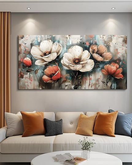 FUHAIHUA Canvas Wall Decor For Bedroom Large Wall Art For Living Room Office Decorations Boho Wall Pictures Flowers Landscape Paintings Artwork Aesthetic Posters Ready To Hang Home Decor 24x48 In