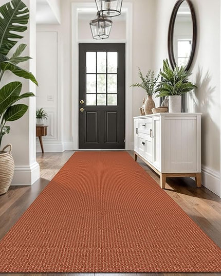 KOZYFLY Extra Long Runners for Hallways 3x14 ft Washable Kitchen Runner Non Slip Rubber Backed Hallway Rug Cotton Entryway Runner Rug Floor Carpet for Indoor Hall, Kitchen, Stair, Orange/Tan