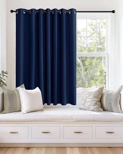 NICETOWN Navy Blue Blackout Curtains 63 inch Length, Grommet Window Treatment Room Divider Thermal Insulated Window Treatments Light Blocking Drapes for Bedroom, 1 Panel, W100 x L63