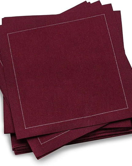 Five Star Cocktail Napkins, 50 Luxury Cotton Disposable Cocktail Party Napkins, 4.5" x 4.5" for Home Bars, Game Nights, Beverages, Birthdays, Weddings & Holidays, Pomegranate