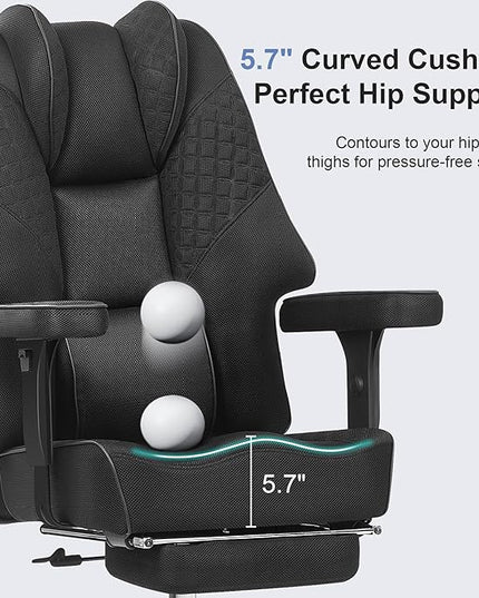 VECELO Big and Tall Office Chair 400lbs, Mesh High Back Computer Chair with Foot Rest, Ergonomic Desk Chair with Lumbar Support and Armrest, Black