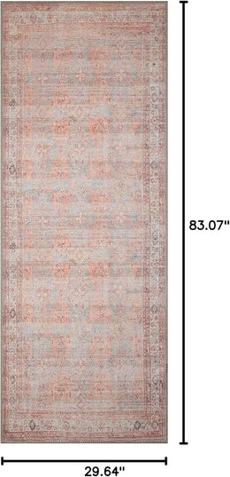 GLN Rugs Traditional Collection - Machine Washable Area Rug, Traditional Washable, Non Slip, Low Pile Chenille Rug, Living Room, Bedroom, Kitchen Rug (2'6"x7' Multicolor)