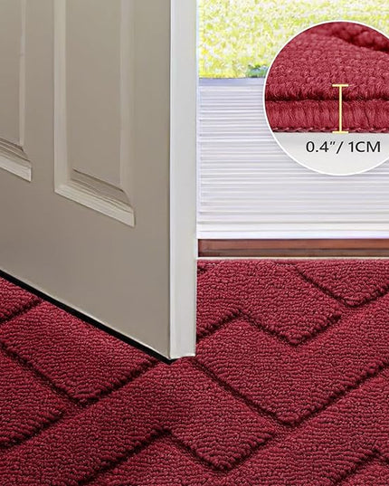 hicorfe Front Door Mat Outside Entrance,24"x35" Absorbent Muddy Dirt Resist Welcome Door Mats Outdoor Indoor,Stain and Fade Resistant,Non Slip Backing Entry Mat Doormat for Entryway (Red)