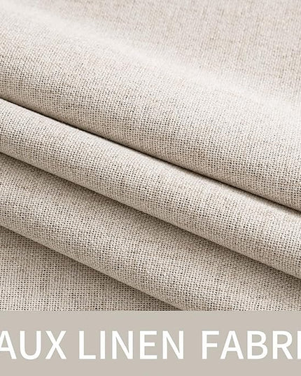 MIULEE Linen Textured Curtains for Bedroom Solid 100% Blackout Thermal Insulated Natural Grommet Room Darkening Curtains & Drapes Luxury Decor for Living Room Nursery 52 x 45 Inch (2 Panels)