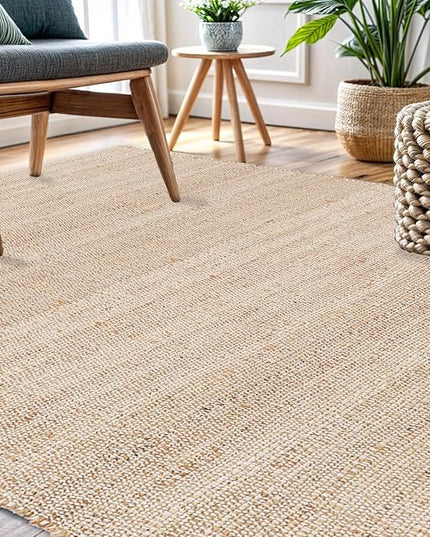 REDEARTH · Jute Cotton Area Rug - 9'x12' Rectangular Rug, Sustainable Handwoven, Non-Shedding, Soft & Durable – Reversible, Neutral Tones for Home Décor in Living Room, Dining Room, Bedroom