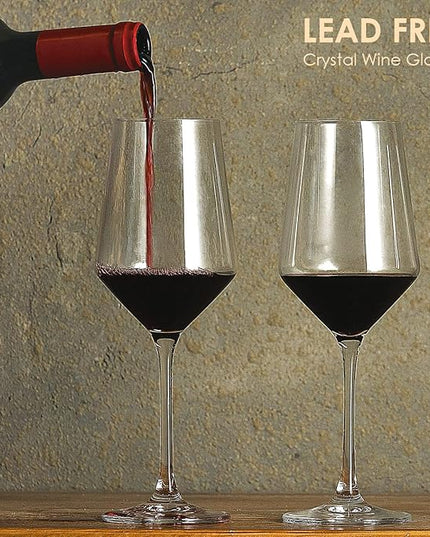 Wine Glasses Set of 6,Long Stem White/Red Wine glasses,14oz Hand Blown Premium Crystal Wine Glass,Gift Packing Burgundy Glasses