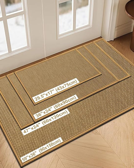 LEKEEPGO Door Mat 24"x47", Non Slip Door Mat Indoor Entrance, Rubber Backing Front Indoor Door mat Washable Absorbent Low-Profile Entryway Entry Resist Dirt Inside Door Mats, Light Brown