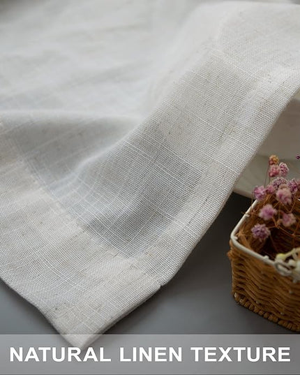 Natural Linen Extra Long Curtains 9 FT for Living Room 2 Panel Sets Rod Pocket Back Tab Semi Sheer Light Weight Cream Ivory Colored Curtain for Bedroom Sunroom Window Treatments 38 x 108 Inch Length