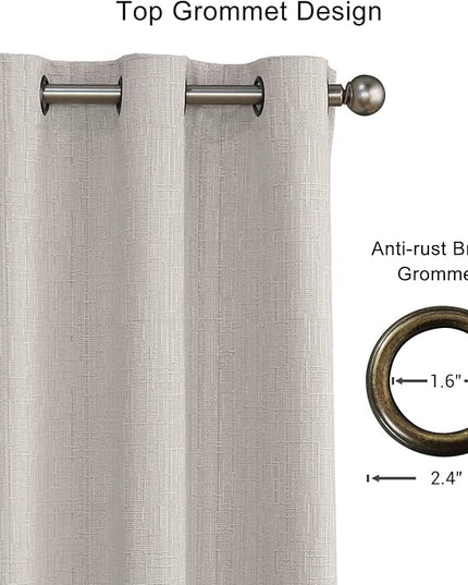 Extra Long Linen Curtains 144 inch Length 2 Panels Thick Faux Linen Blended Window Drapes Burlap Textured Curtains with Grommet for Living Room Farmhouse 12ft (52x144 Beige) Natural
