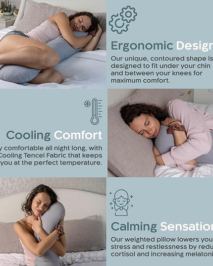 Weighted Body Pillow 6.5lbs - Weighted Pillow for Deeper Sleep (41" x 10") - Cooling Body Pillows for Adults, Full Body Pillow for Sleeping, Side Sleeper Body Pillow with Cover