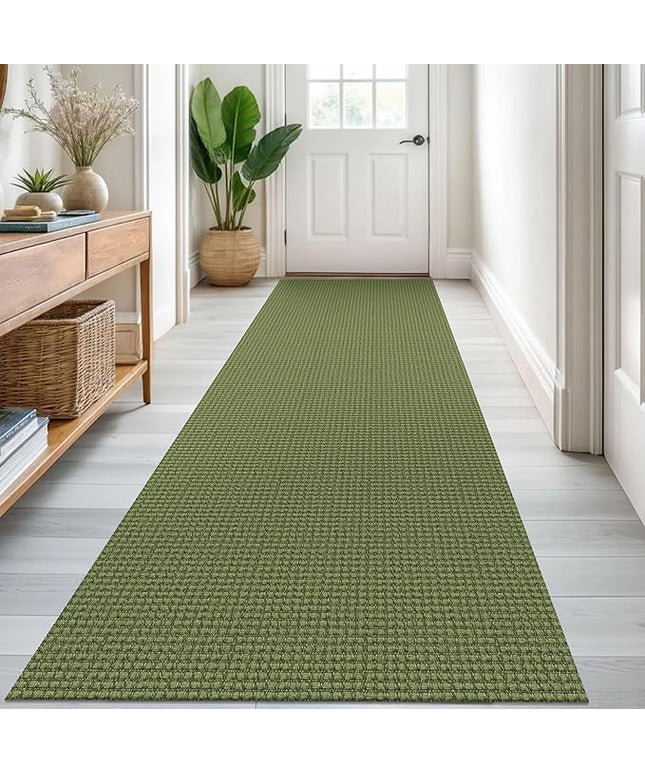 KOZYFLY Runners for Hallways 3x8 ft Washable Kitchen Runner Non Slip Rubber Backed Hall Runners Cotton Entryway Runner Rugs Floor Carpet for Indoor Backdoor Bedroom Kitchen, Bright Green/Earthy Green