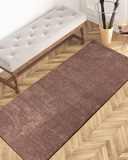 PURRUGS Dirt Trapping Door Mat 24" x 59", Non-Slip Machine Washable Entry Rug, Shoe Scraper, Dog Doormat, Super Absorbent Welcome Mat for Front & Back Door, Muddy Shoes & Paws, Brown-Light Cream