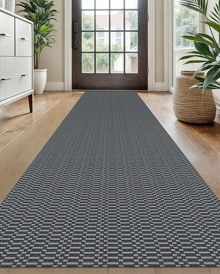 KOZYFLY Washable Runner Rug 2x10 ft Hallway Kitchen Runner Rugs with Rubber Backing Bobo Non Slip Entryway Runner Indoor, Long Carpet Runners for Hall Kitchen Entryway, Grey/Charcoal Grey