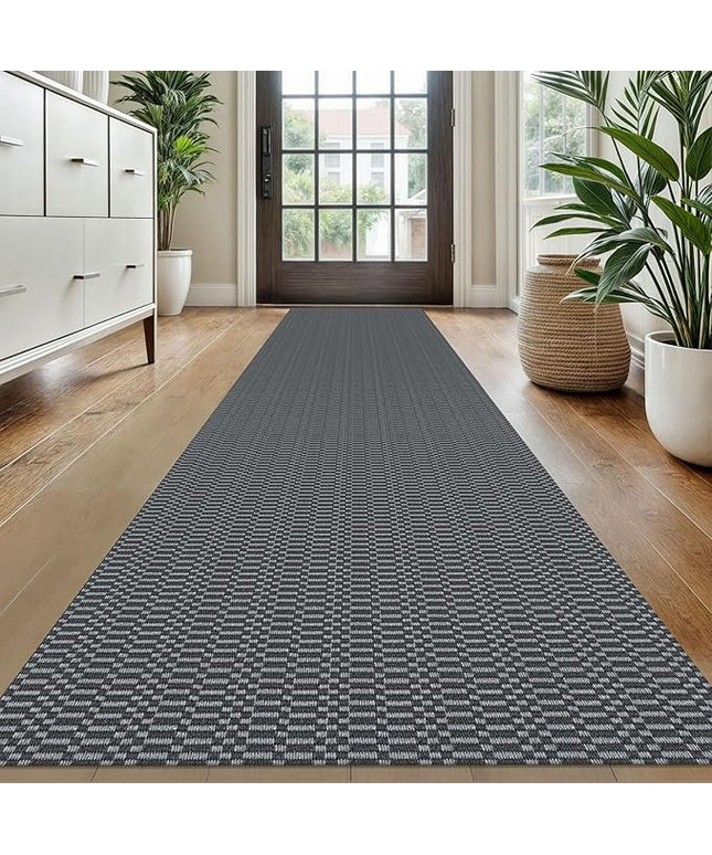 KOZYFLY Washable Runner Rug 2x10 ft Hallway Kitchen Runner Rugs with Rubber Backing Bobo Non Slip Entryway Runner Indoor, Long Carpet Runners for Hall Kitchen Entryway, Grey/Charcoal Grey