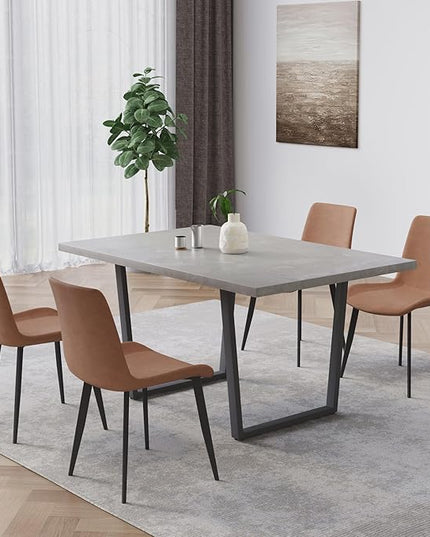 5 Piece Dining Table Set, 42.9 Inch Modern Kitchen Dining Table and Leather Dining Chairs for Kitchen Dining Room (Table + 4 Brown Chairs)