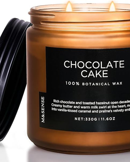 M&SENSE Chocolate Layer Cake Scent Candles, Large 11.6oz Natural Soy Wax 70 Hours Burn Time Clean Non Toxic Scented Classic 2 Wicks Candle for Bedroom Living Room Office