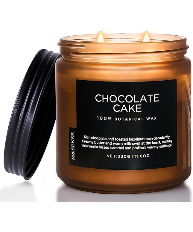 M&SENSE Chocolate Layer Cake Scent Candles, Large 11.6oz Natural Soy Wax 70 Hours Burn Time Clean Non Toxic Scented Classic 2 Wicks Candle for Bedroom Living Room Office