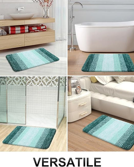 OLANLY Bathroom Rug Set 2 Piece, Soft Absorbent Microfiber Bath Rug Set, Non-Slip, Machine Wash Dry, Plush Shaggy Bath Mats for Bathroom (30"x20"+24"x16", Blackish Green)
