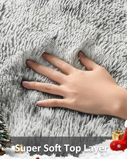 Ophanie 4x6 Tie-Dyed Grey&White Area Rugs for Bedroom Living Room, Fluffy Shag Large Fuzzy Plush Soft Throw Rug, Gray Large Shaggy Floor Big Carpets, Kids Home Decor Aesthetic, Nursery