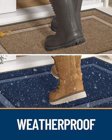 OLANLY Front Door Mat Indoor Outdoor Entrance, Waterproof All-Season, All-Weather Doormat, Sturdy Natural Rubber, Fade Resistant, Low Profile, Easy Clean Patio Porch Entryway Mat, 47x32, Beige