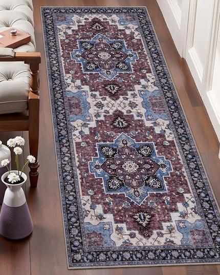 Ciicool Washable Runner Non Slip, 2'x6' Hallway Rug Vintage Kitchen Rugs Carpet for Bedroom Laundry Bathroom Decor