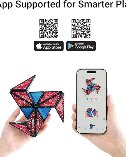 TOSY Magnet Pyramid Glow - 1 Cube Transforms into 1 Billion Shapes, 15 pcs (12 Puzzle pcs & 3 Accessories), 243 Magnets, Glowing, Christmas Stocking Stuffers Gift for Kids, Creative Puzzle STEM Toy