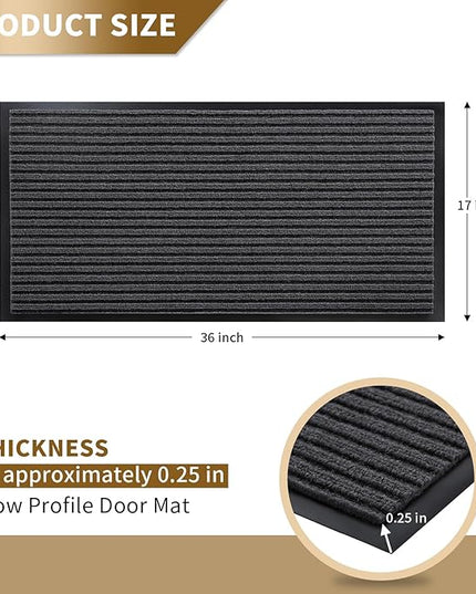 Yimobra Front Door Mat Outdoor Indoor Entrance, 100% Waterproof All-Season All Weather Doormat, Welcome Matt Outside Entry, Non Slip, Low Profile, Heavy Duty Patio Porch Floor Mats,36 x 17,Grey