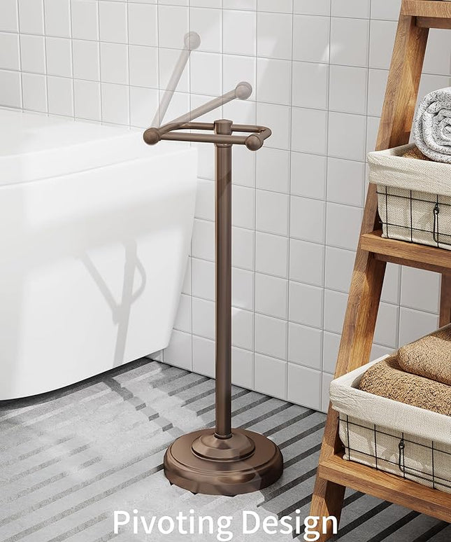 Toilet Paper Holder Stand, Bronze Toilet Paper Holder Free Standing, Post Pivoting Design & Stable Weighted Base SUS304 Stainless Steel for Bathroom (Mega Roll)