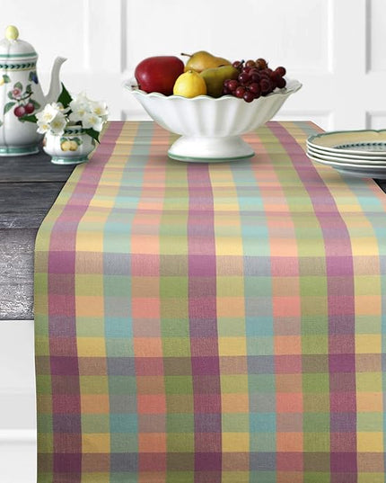 Urban Villa EasterTable RunnerEaster Collection 100% Cotton Fused Table Runner Easter Special Over Sized 14" x72'' Inches Easter Colors Buffalo Check Table Runner Heavier Quality Table Runner
