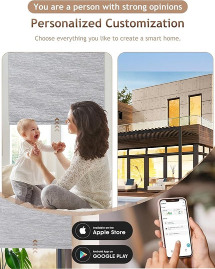 Kincmo Motorized Blinds with Remote,100% Blackout Motorized Roller Shades Work with Apple Homekit,Alexa,Google, Custom Electric Blinds with App,Voice Control (Atlantic Grey)