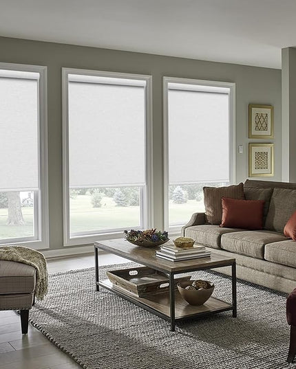 Zshine Motorized Blackout Window Blinds Customize Width (23-95 Inches) Remote Control Wireless and Rechargeable Roller Shades Blinds for Windows, Home, Office, Hotel, Club, Restaurant(82141E)