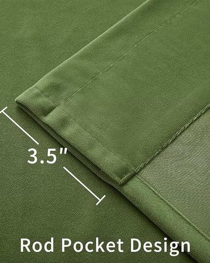 Joydeco Green Velvet Curtains 96 inch 2 Panel, Room Darkening Super Soft Velvet Drapes for Bedroom Living Room Thermal Insulated Window Drapes, Luxury Blackout Rod Pocket Curtains,W52 x L96 inch