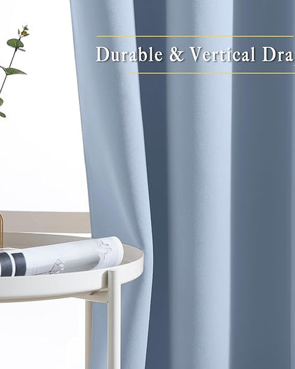 NICETOWN Blackout Curtains Drapery Panels - Window Treatment Blackout Curtains/Panels for Bedroom/Living Room Window, 72 inches Long, 2 Panel Set, Vintage Blue