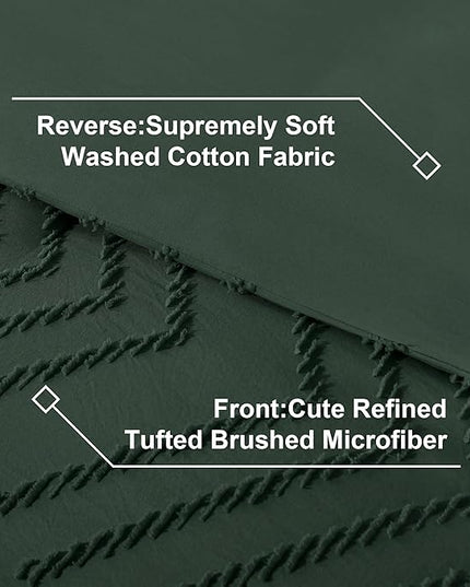 Litanika Forest Green California King Size Comforter Set with Sheets - 7 Pieces Bed in a Bag King Boho Tufted Complete Beddding Sets with Comforter, Sheets, Pillowcases & Shams