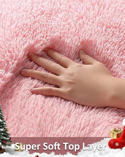 Ophanie Pink Area Rugs for Bedroom Girls, 5x8 Kids Fluffy Fuzzy Furry Shag Carpet, Plush Soft Cute Baby Shaggy Bedside Indoor Floor Rug for Teen Dorm Home Decor Aesthetic, Nursery