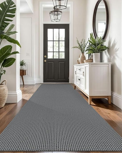 KOZYFLY Extra Long Runners for Hallways 3x14 ft Washable Kitchen Runner Non Slip Rubber Backed Hallway Rug Cotton Entryway Runner Rug Floor Carpet for Indoor Hall, Kitchen, Stair, Grey/Dark Grey